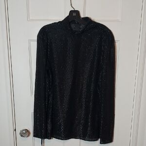 Pinko Bruno Semi Sheer Mockneck Blouse Black Size 10
